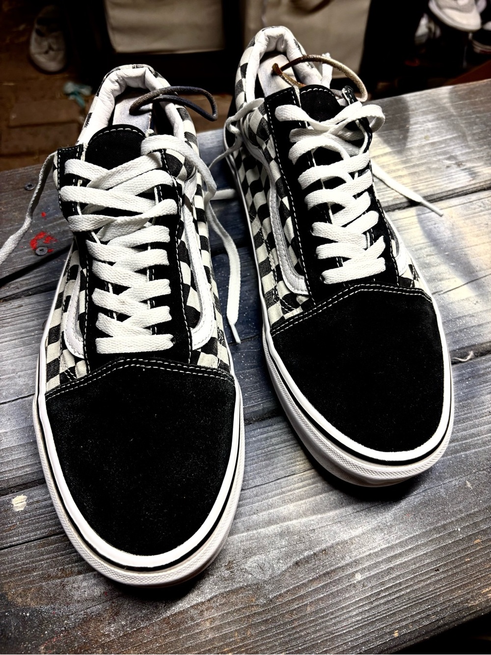 Vans Checkerboard Old Skool Lace-Up Sneakers - Black/White size 12
